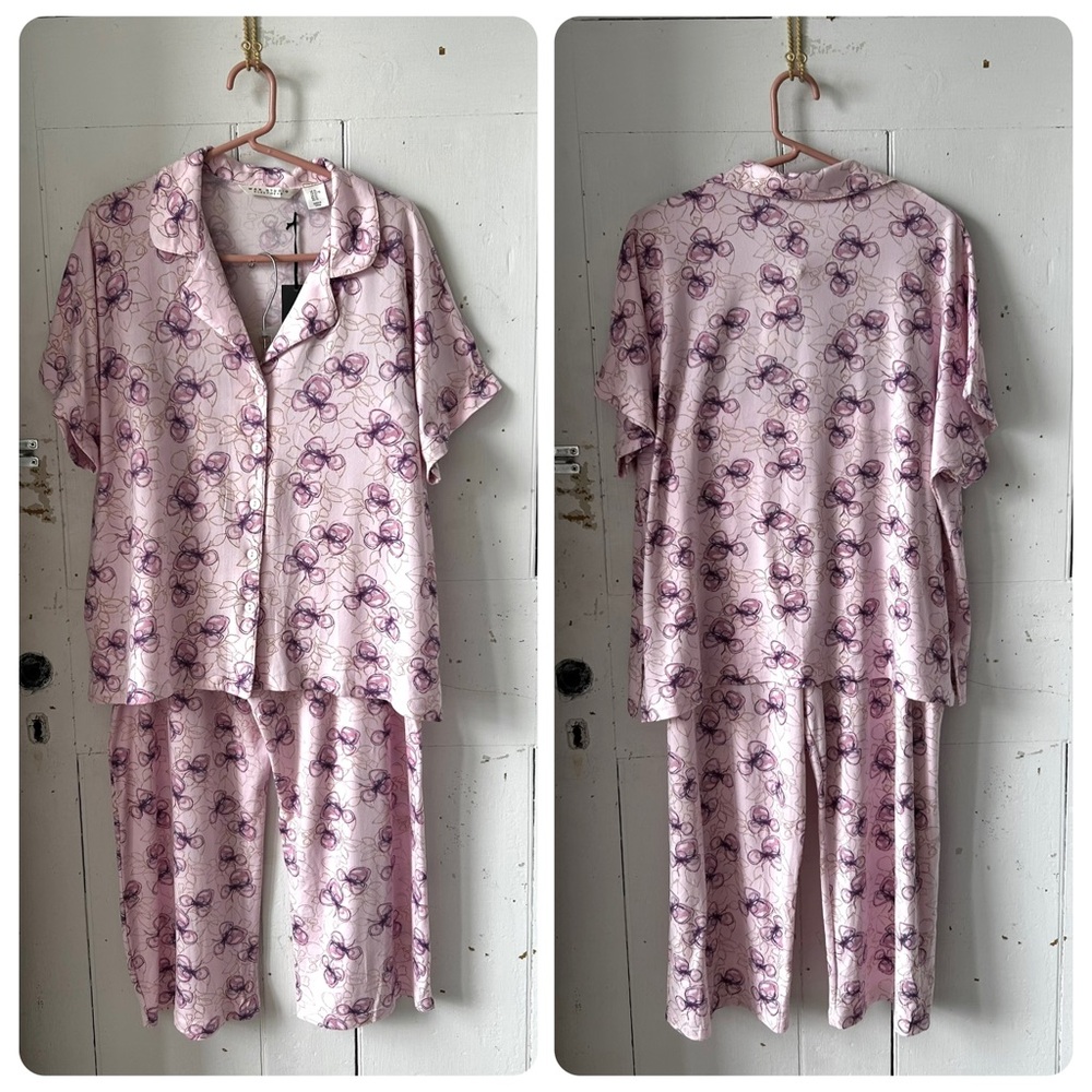 Max Studio Pink & Purple Floral Sleepwear 2pc Pajama Set NWT